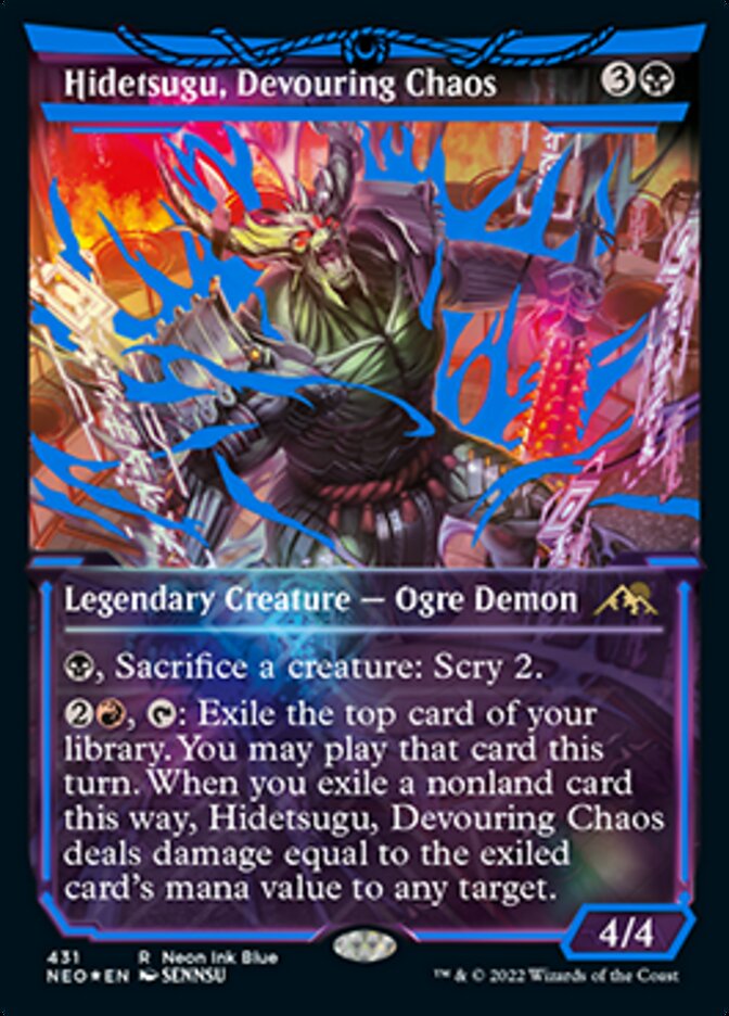Hidetsugu, Devouring Chaos (Neon Ink Blue) [Kamigawa: Neon Dynasty] Magic: The Gathering