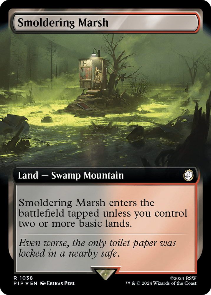 Smoldering Marsh (Extended Art) (Surge Foil) [Fallout] Magic: The Gathering