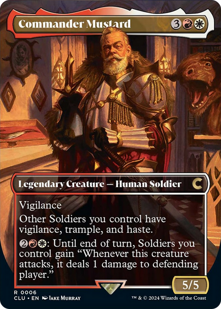 Commander Mustard (Borderless) [Ravnica: Clue Edition] Magic: The Gathering
