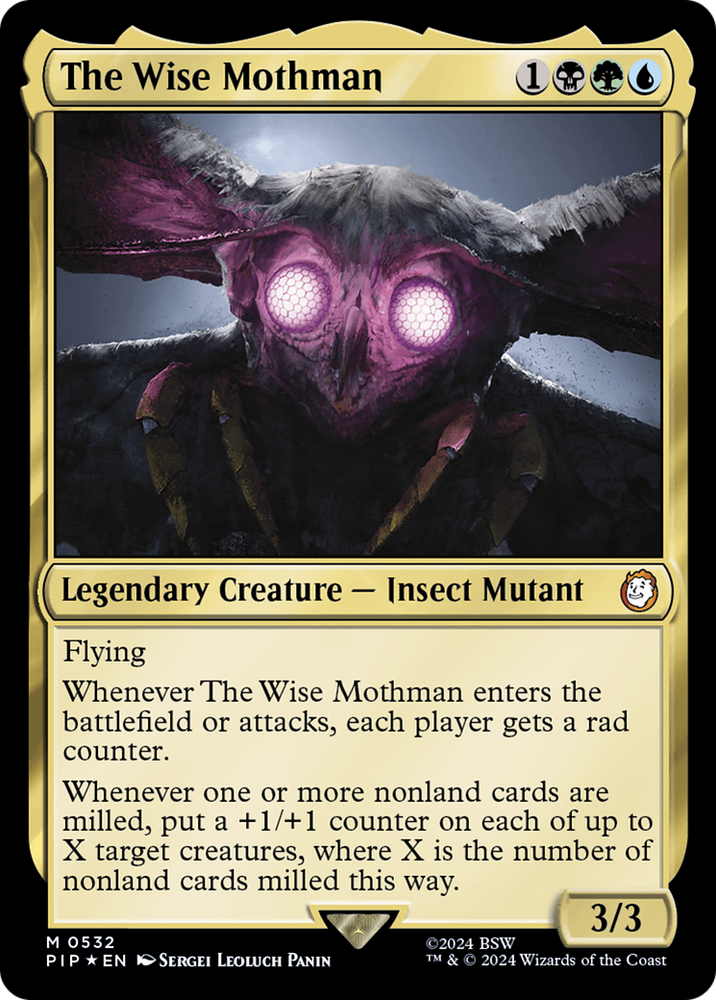 The Wise Mothman (Surge Foil) [Fallout] Magic: The Gathering