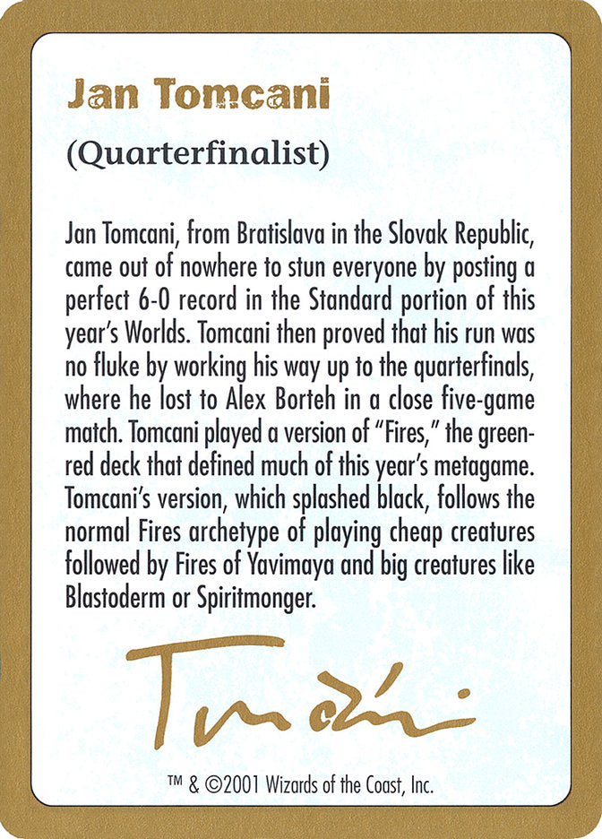 Jan Tomcani Bio [World Championship Decks 2001] Magic: The Gathering