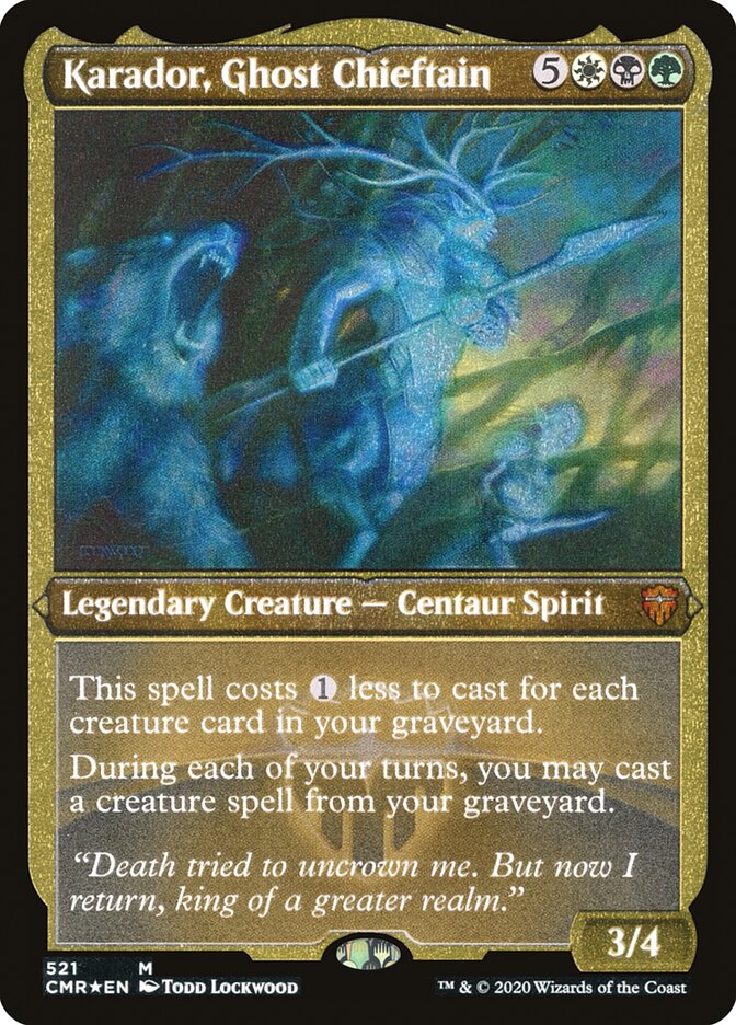 Karador, Ghost Chieftain (Etched) [Commander Legends] Magic: The Gathering