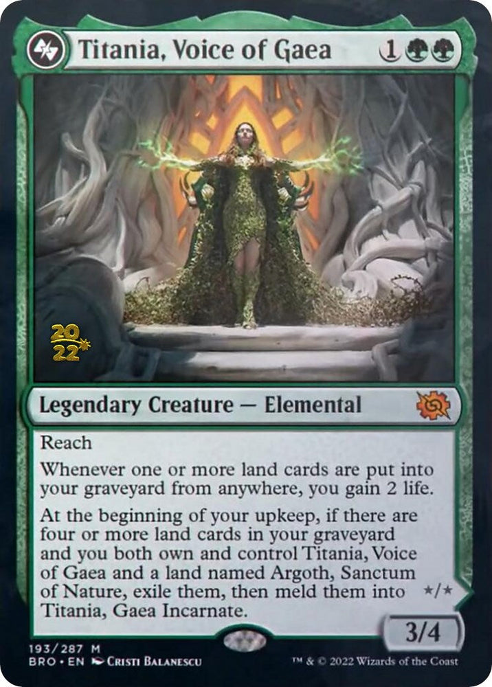 Titania, Voice of Gaea [The Brothers' War Prerelease Promos] Magic: The Gathering