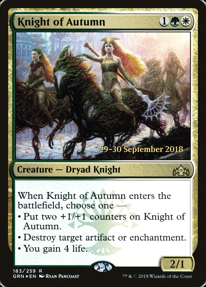 Knight of Autumn [Guilds of Ravnica Prerelease Promos] Magic: The Gathering