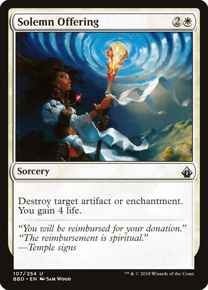 Solemn Offering [Battlebond] Magic: The Gathering