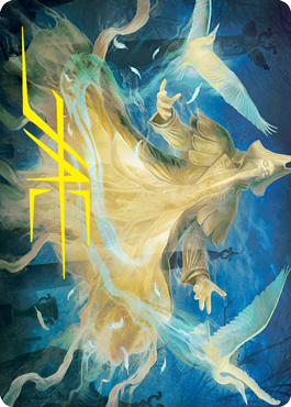 Heron-Blessed Geist Art Card (Gold-Stamped Signature) [Innistrad: Crimson Vow Art Series] Magic: The Gathering