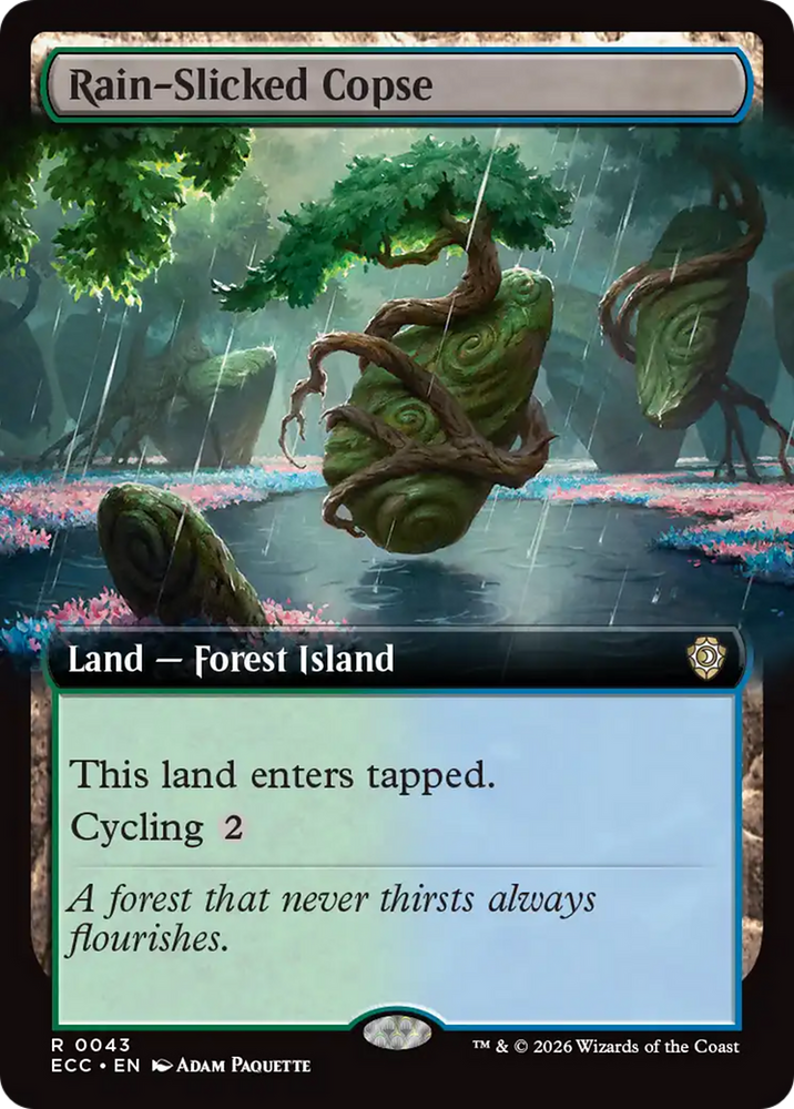 Rain-Slicked Copse (Extended Art) [Lorwyn Eclipsed Commander] Magic: The Gathering