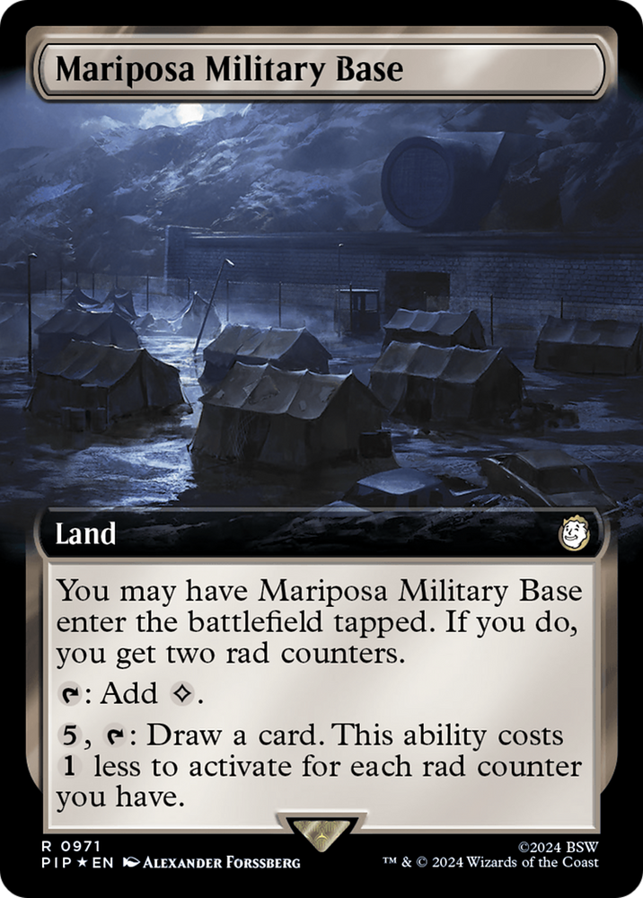 Mariposa Military Base (Extended Art) (Surge Foil) [Fallout] Magic: The Gathering