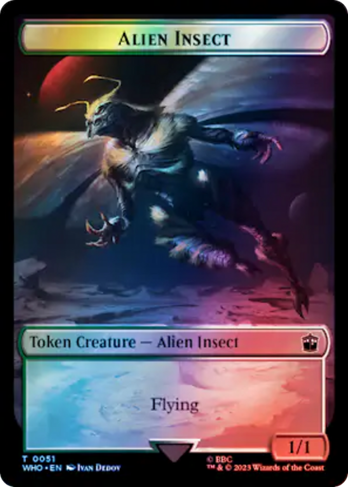 Alien // Alien Insect Double-Sided Token (Surge Foil) [Doctor Who Tokens] Magic: The Gathering