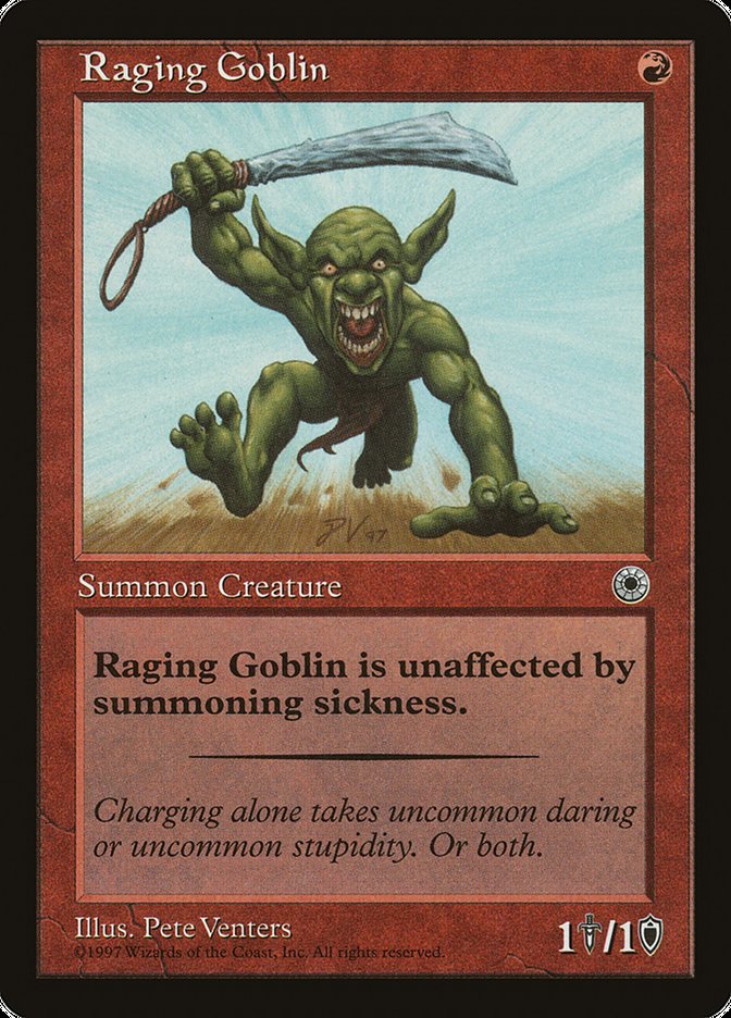 Raging Goblin (With Flavor Text) [Portal] Magic: The Gathering