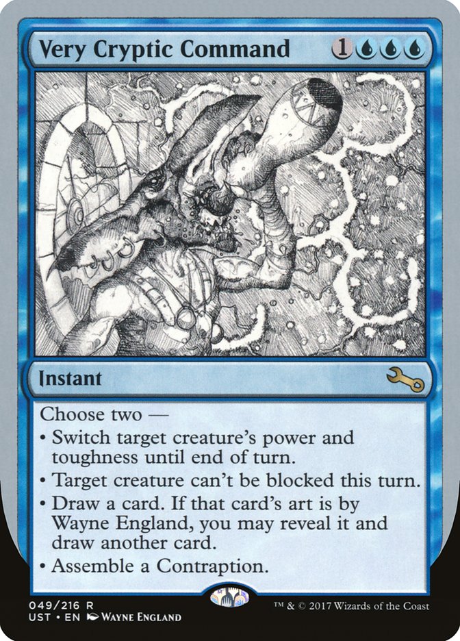 Very Cryptic Command (Black and White Art) [Unstable] Magic: The Gathering