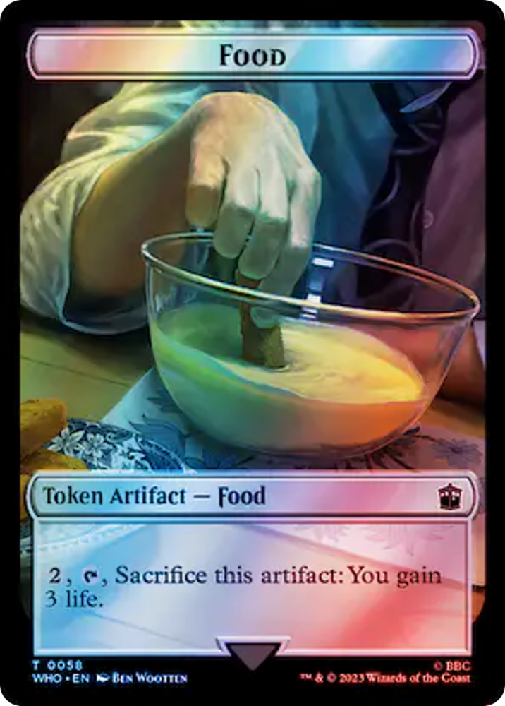 Warrior // Food (0058) Double-Sided Token (Surge Foil) [Doctor Who Tokens] Magic: The Gathering