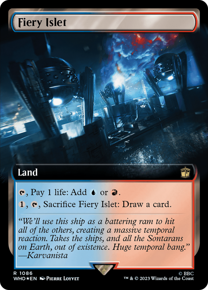 Fiery Islet (Extended Art) (Surge Foil) [Doctor Who] Magic: The Gathering