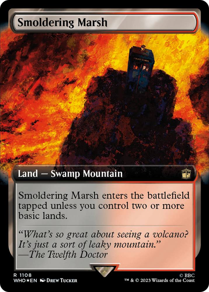 Smoldering Marsh (Extended Art) (Surge Foil) [Doctor Who] Magic: The Gathering