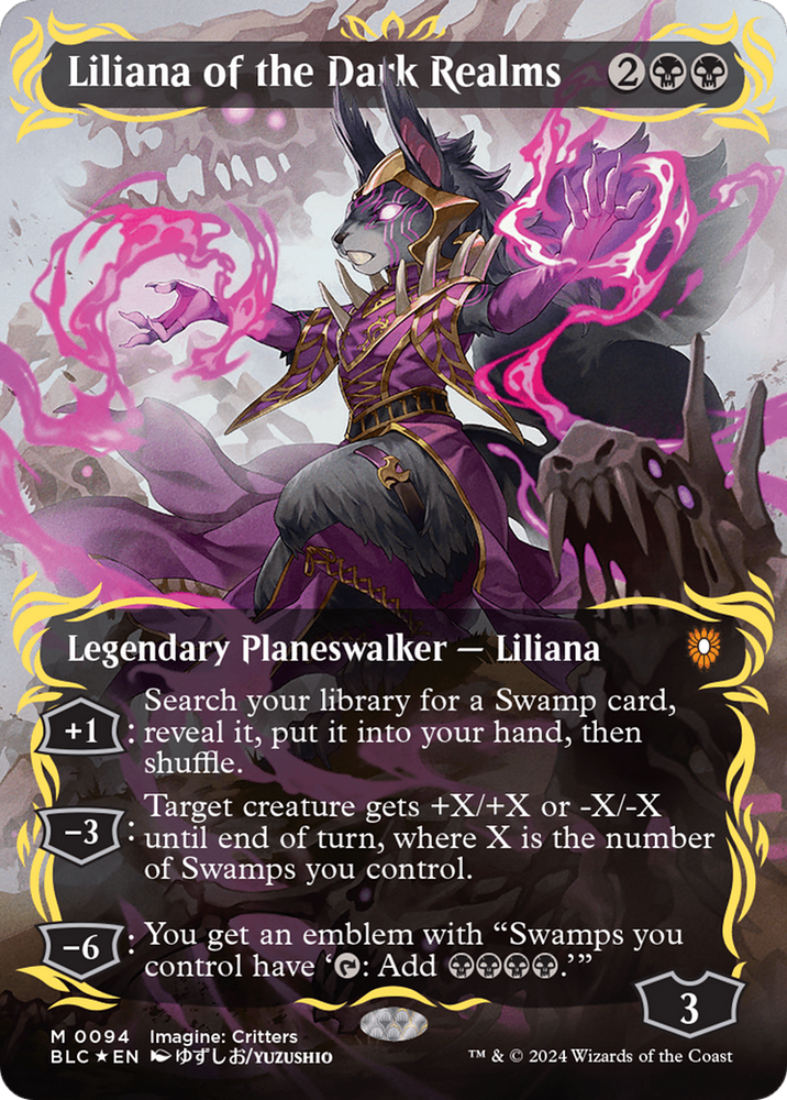 Liliana of the Dark Realms (Borderless) (Raised Foil) [Bloomburrow Commander] Magic: The Gathering