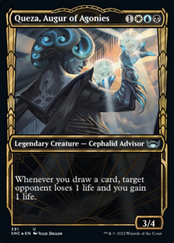 Queza, Augur of Agonies (Showcase Golden Age Gilded Foil) [Streets of New Capenna] Magic: The Gathering