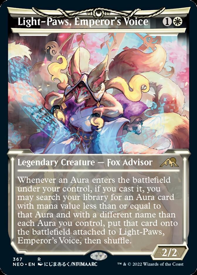 Light-Paws, Emperor's Voice (Showcase Soft Glow) [Kamigawa: Neon Dynasty] Magic: The Gathering