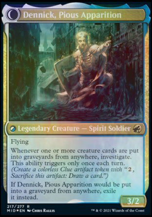 Dennick, Pious Apprentice // Dennick, Pious Apparition [Innistrad: Midnight Hunt Prerelease Promos] Magic: The Gathering