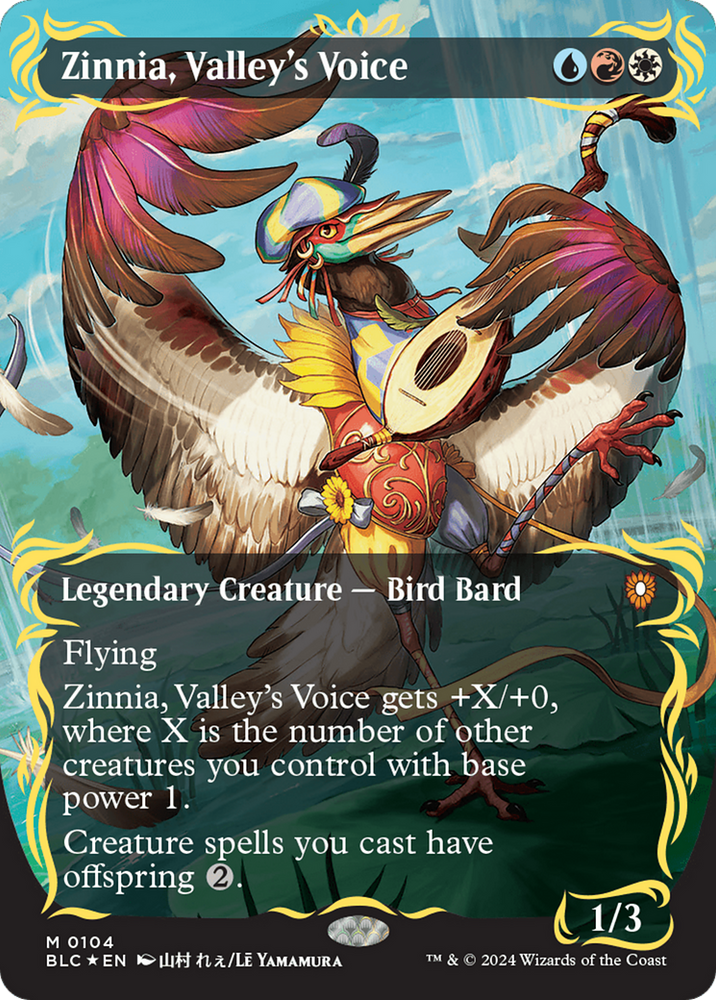 Zinnia, Valley's Voice (Borderless) (Raised Foil) [Bloomburrow Commander] Magic: The Gathering