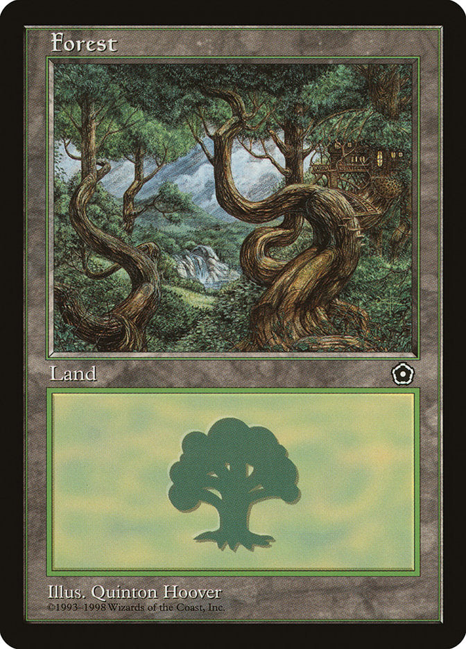 Forest (Treehouse on Right / Green Signature) [Portal Second Age] Magic: The Gathering
