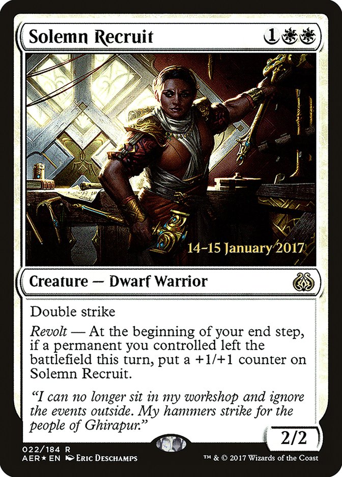 Solemn Recruit [Aether Revolt Prerelease Promos] Magic: The Gathering