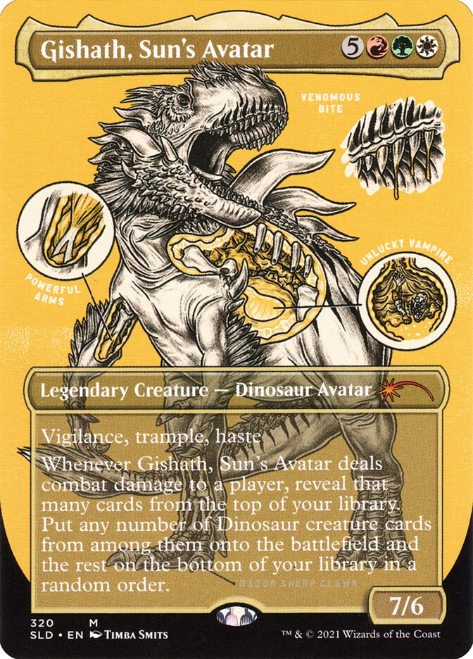 Gishath, Sun's Avatar (Borderless Foil Etched) [Secret Lair Drop Series] Magic: The Gathering