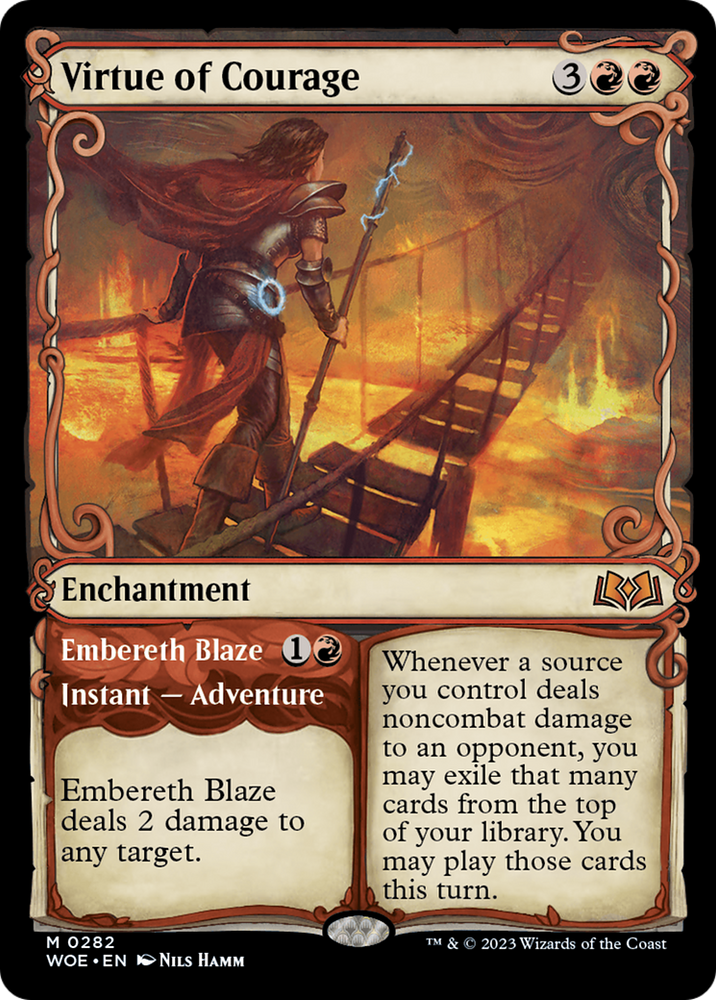 Virtue of Courage // Embereth Blaze (Showcase) [Wilds of Eldraine] Magic: The Gathering