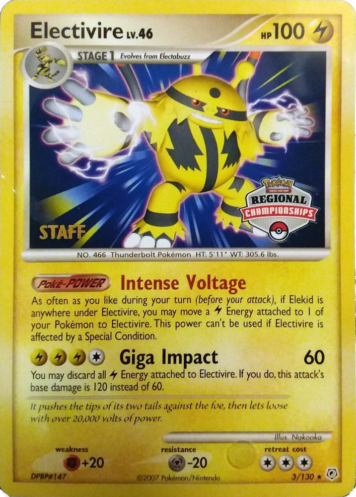 Electivire (003/130) (2008 Staff Regional Championships) [League & Championship Cards] Pokémon