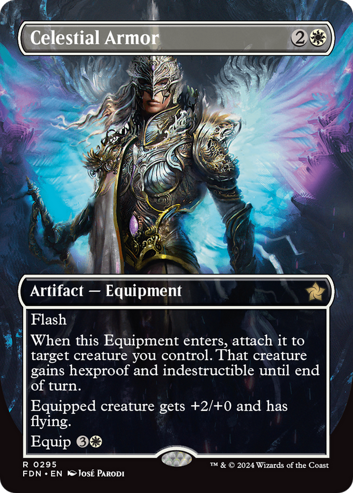 Celestial Armor (Borderless) [Foundations] Magic: The Gathering