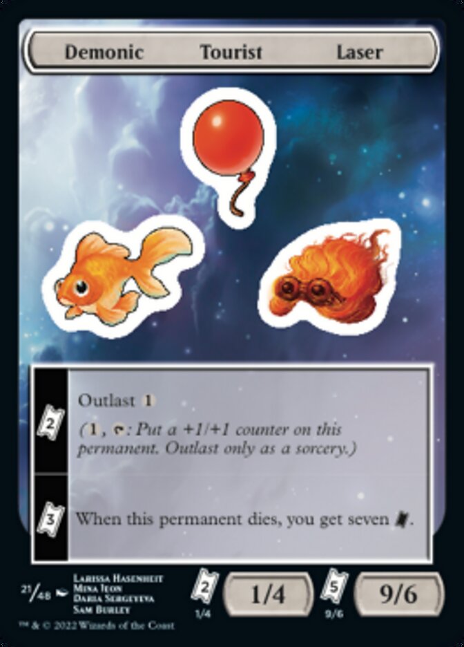 Demonic Tourist Laser [Unfinity Stickers] Magic: The Gathering