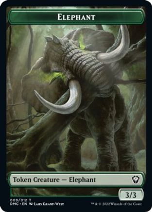 Elephant // Treasure Double-Sided Token [Dominaria United Commander Tokens] Magic: The Gathering