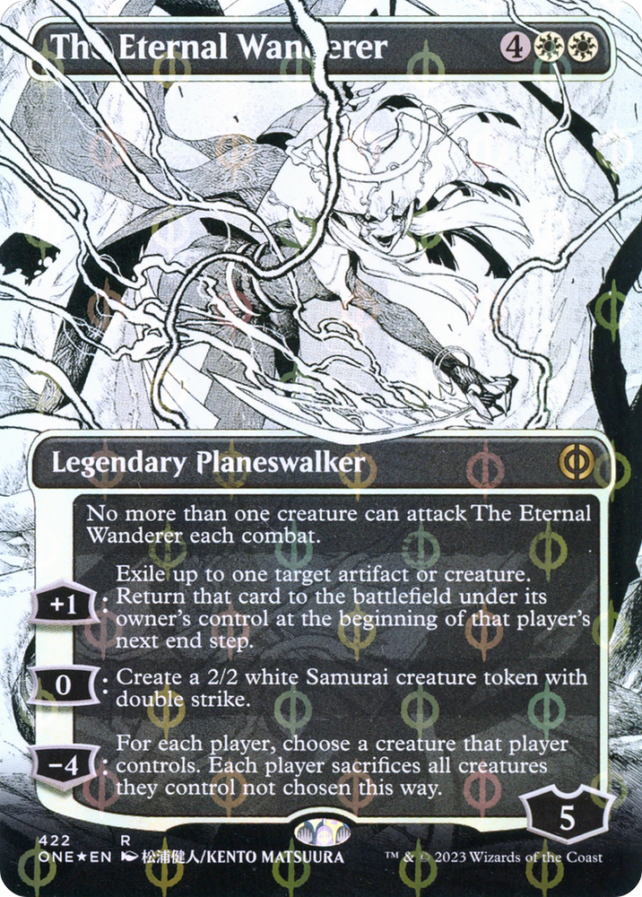 The Eternal Wanderer (Borderless Manga Step-and-Compleat Foil) [Phyrexia: All Will Be One] Magic: The Gathering