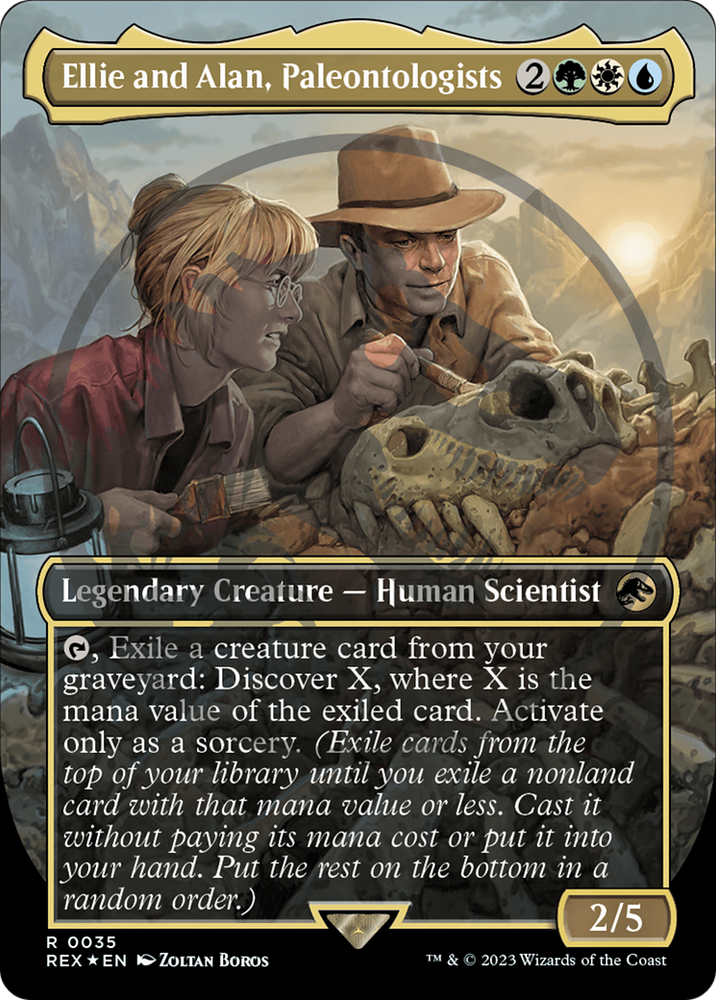 Ellie and Alan, Paleontologists (Emblem) (Borderless) [Jurassic World Collection Tokens] Magic: The Gathering