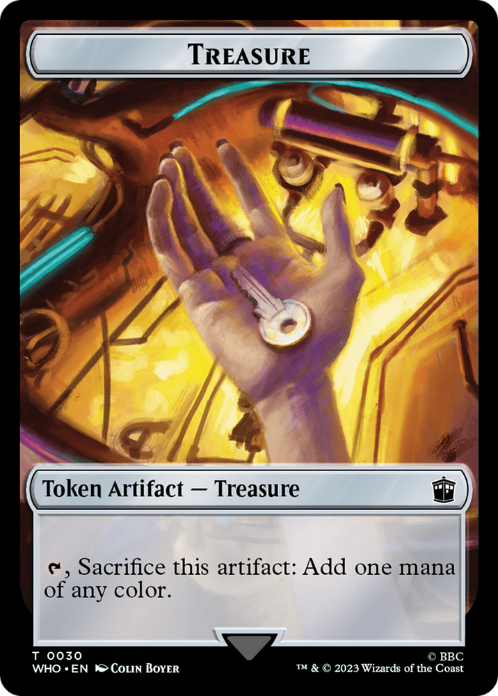 Alien Warrior // Treasure (0030) Double-Sided Token [Doctor Who Tokens] Magic: The Gathering
