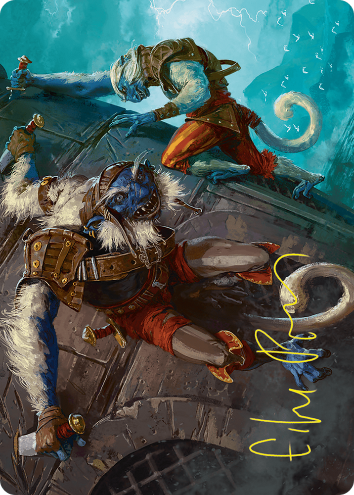 Goblin Boarders Art Card (11/54) (Gold-Stamped Signature) [Foundations Art Series] Magic: The Gathering