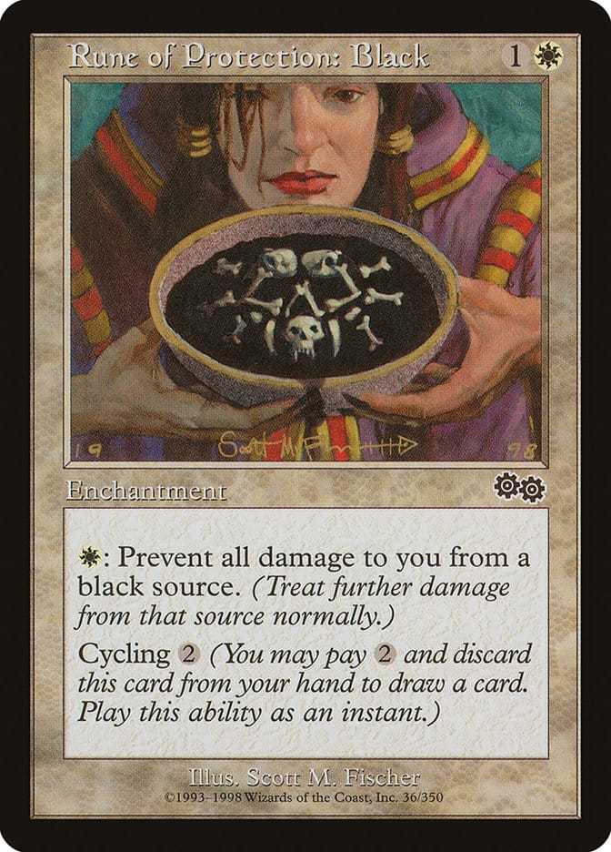 Rune of Protection: Black [Urza's Saga] Magic: The Gathering