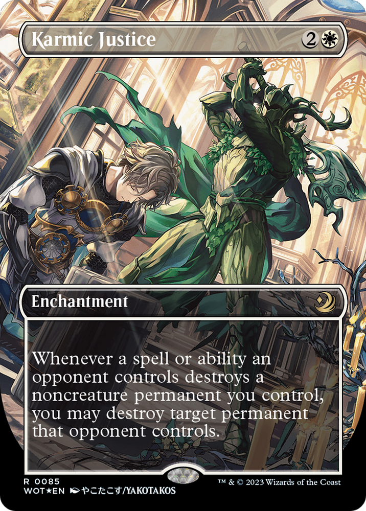 Karmic Justice (Anime Borderless) (Confetti Foil) [Wilds of Eldraine: Enchanting Tales] Magic: The Gathering
