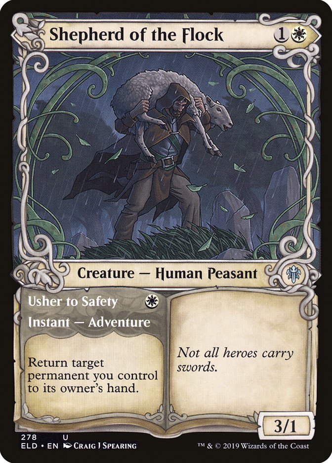 Shepherd of the Flock // Usher to Safety (Showcase) [Throne of Eldraine] Magic: The Gathering