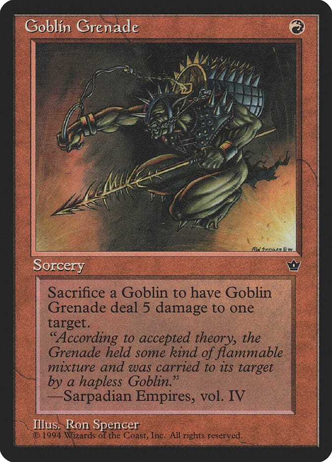 Goblin Grenade (Ron Spencer) [Fallen Empires] Magic: The Gathering
