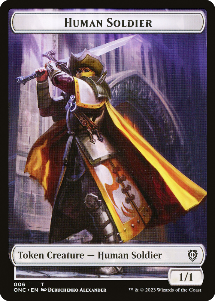 Human Soldier // Elephant Double-Sided Token [Phyrexia: All Will Be One Commander Tokens] Magic: The Gathering
