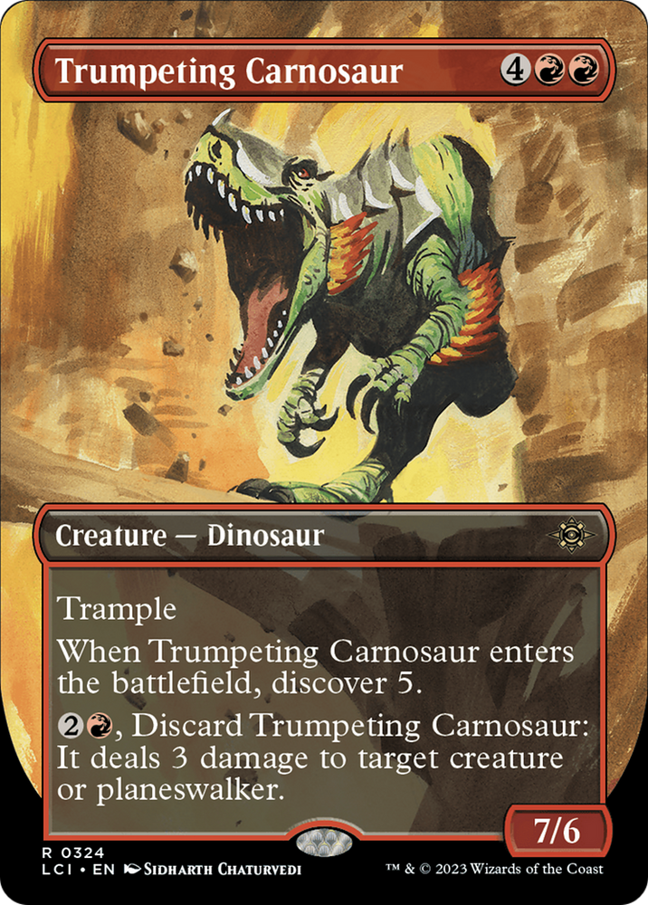 Trumpeting Carnosaur (Borderless) [The Lost Caverns of Ixalan] Magic: The Gathering