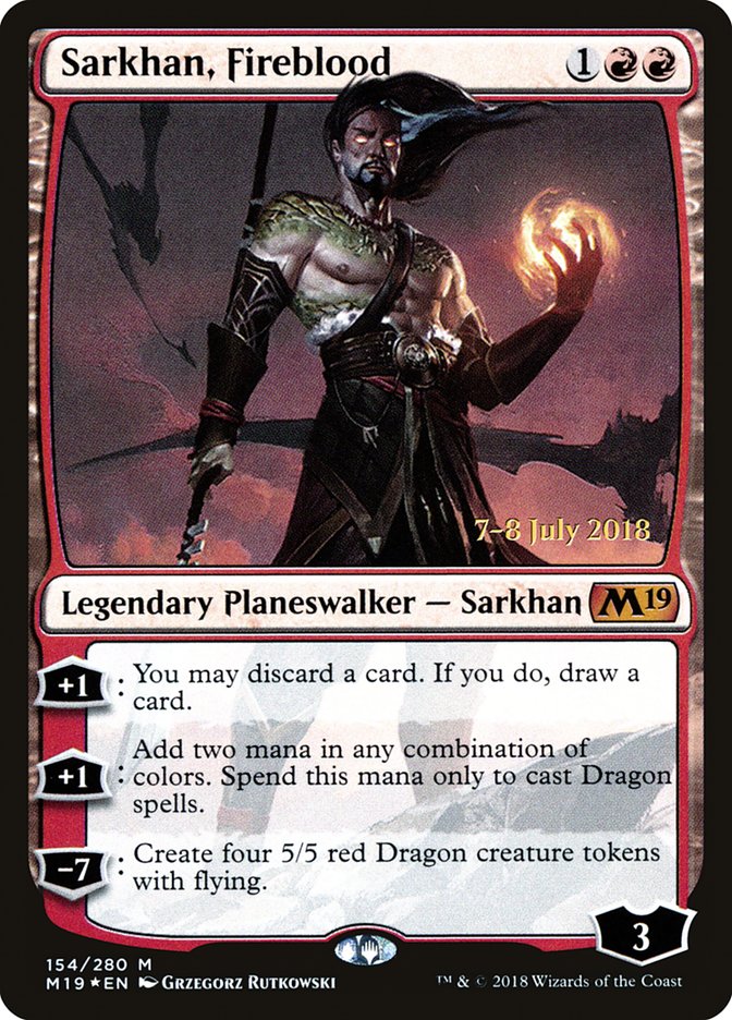 Sarkhan, Fireblood [Core Set 2019 Prerelease Promos] Magic: The Gathering