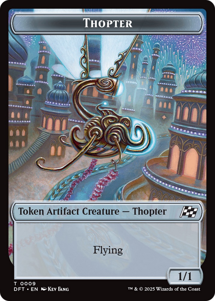 Golem (0015) // Thopter (0009) Double-Sided Token [Aetherdrift Commander Tokens] Magic: The Gathering
