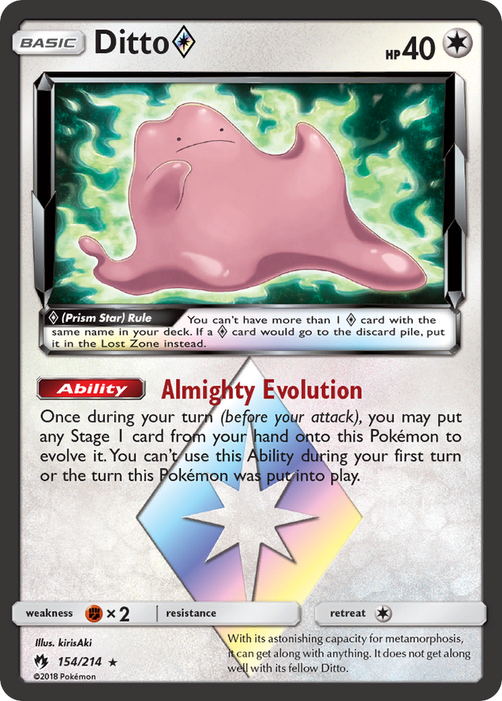 Ditto (154/214) (Prism Star) [Sun & Moon: Lost Thunder] Pokémon