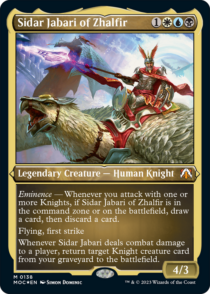 Sidar Jabari of Zhalfir (Display Commander) [March of the Machine Commander] Magic: The Gathering