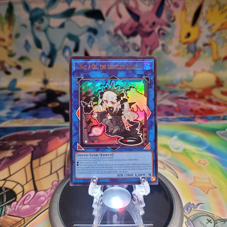 An Ultra Rare "A Bao A Qu, the Lightless Shadow" card from the Yugioh Set: Magnificent Monsters (MAMO).