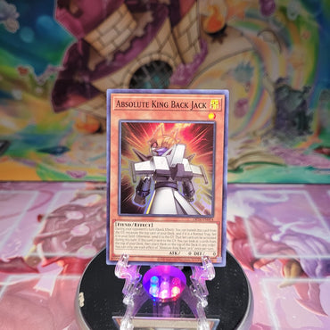 A Super Rare "Absolute King Back Jack" card from the Yugioh OTS Tournament Pack 26 set.