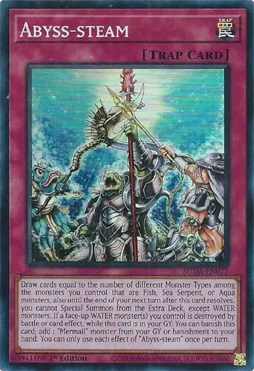 A Super Rare "Abyss-Steam" card from the Yugioh Set: Supreme Darkness (SUDA).
