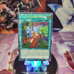 A Secret Rare "Adamancipator Friends" card from the Yugioh Set: Rise of the Duelist (ROTD).