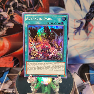 A Super Rare "Advanced Dark" card from the Yugioh Set: Shadows in Valhalla.